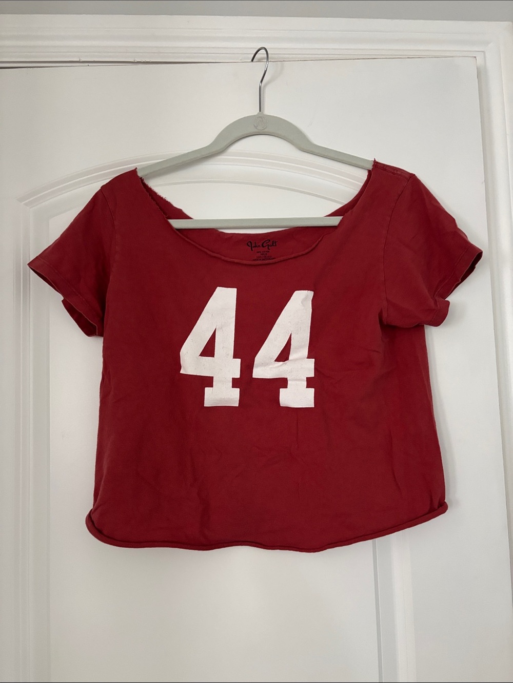 Brandy Melville Red Tee with White '44' Graphic